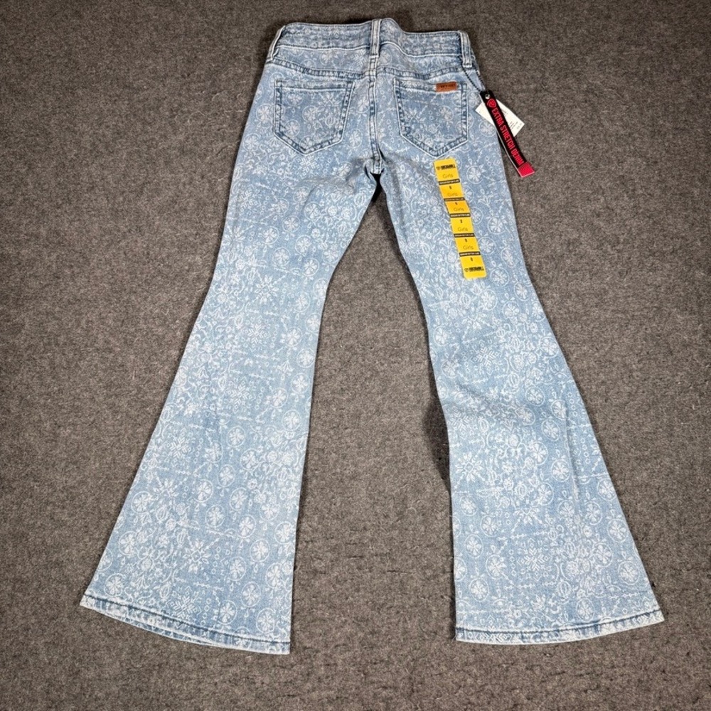 NEW Rock & Roll Denim Girls Size 8 Extra Stretch Paisley Print Flare Jeans NWT - Picture 6 of 11